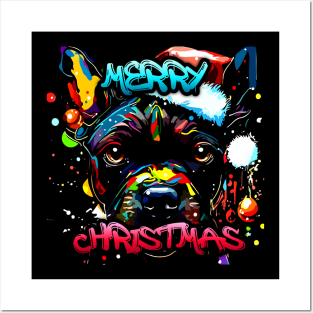 Merry Christmas Pitbull - Christmas Graphic Graffiti Art - Holiday Gift Posters and Art